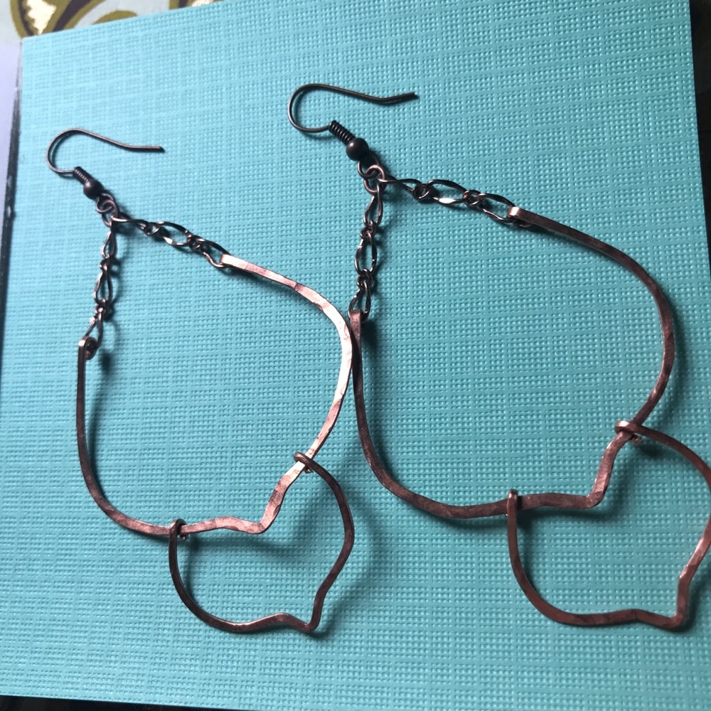 Handmade hammered copper petal earrings